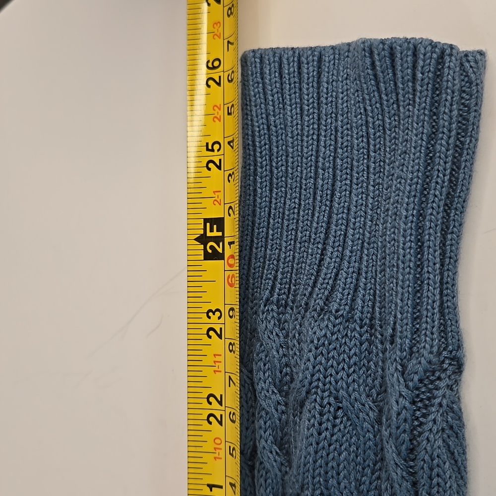 NWOT Belle by Kim Gravel Smoke Blue Cable Knit Cardigan Hip-Length - Picture 10 of 11